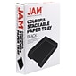 JAM Paper Stackable Front Loading Letter Tray, Letter Size, Black Plastic, 2/Pack (344BLA)