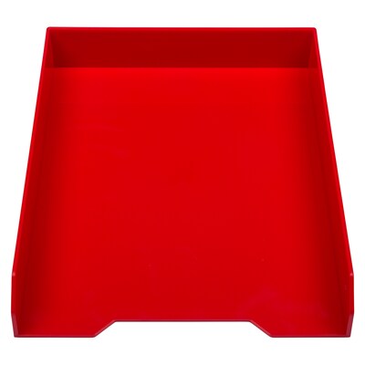 JAM Paper Stackable Front Loading Letter Tray, Letter Size, Red Plastic (344RE)