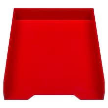 JAM Paper Stackable Front Loading Letter Tray, Letter Size, Red Plastic (344RE)