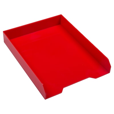 JAM Paper Stackable Front Loading Letter Tray, Letter Size, Red Plastic (344RE)