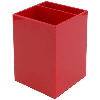 JAM PAPER Stackable 4 Piece Desktop Deluxe Set, Red Plastic (344PRE)