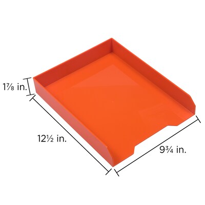 JAM Paper Stackable Front Loading Letter Tray, Letter Size, Orange Plastic, 2/Pack (344ORA)