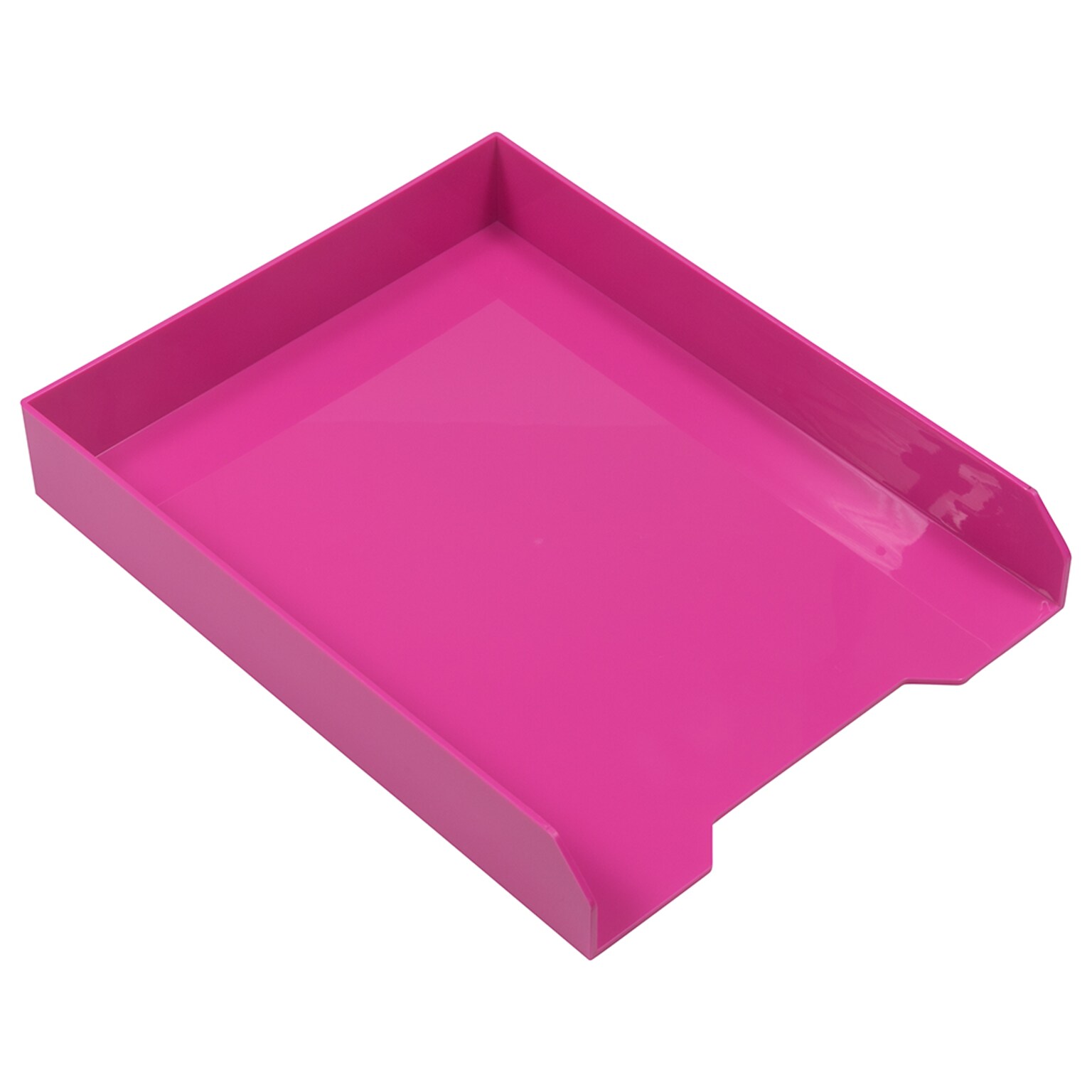 AM Paper Stackable Front Loading Letter Tray, Letter Size, Pink Plastic, 2/Pack (344PIA)