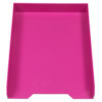 JAM Paper Stackable Front Loading Letter Tray, Letter Size, Pink Plastic, 2/Pack (344PIA)