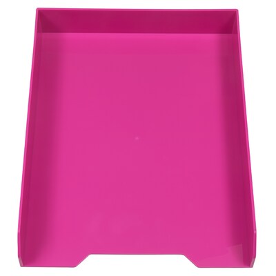 JAM Paper Stackable Front Loading Letter Tray, Letter Size, Pink Plastic (344PI)