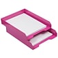 JAM Paper Stackable Front Loading Letter Tray, Letter Size, Pink Plastic (344PI)