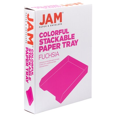 JAM Paper Stackable Front Loading Letter Tray, Letter Size, Pink Plastic (344PI)