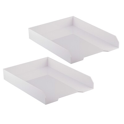 JAM Paper Deluxe Set Stackable Front Loading Letter Tray, Letter Size, White Plastic (344PWH)