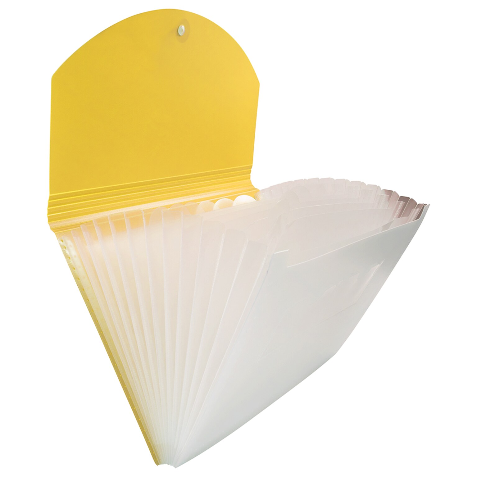 JAM PAPER Expanding Accordion Folders, 13 Pocket, Letter Size, Yellow/Clear (35538987)