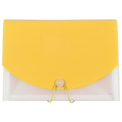 JAM PAPER Expanding Accordion Folders, 13 Pocket, Letter Size, Yellow/Clear (35538987)