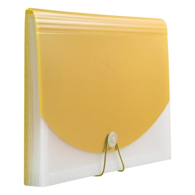 JAM PAPER Expanding Accordion Folders, 13 Pocket, Letter Size, Yellow/Clear (35538987)