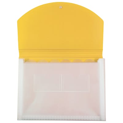 JAM PAPER Expanding Accordion Folders, 13 Pocket, Letter Size, Yellow/Clear (35538987)