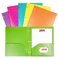 JAM Paper Color POP 3-Hole Punched 2-Pocket School Folder, Assorted Polka Dot Colors, 6/Pack (382EHA