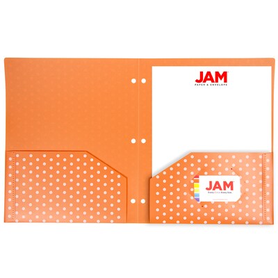 JAM PAPER Color POP 3-Hole Punched 2-Pocket School Folder, Assorted Polka Dot Colors, 6/Pack (382EHASTDOT)
