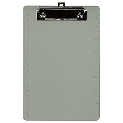 JAM PAPER Plastic Clipboards with Metal Clip, Memo Size, Smoke Grey, 12/Pack (331CPMSMA)