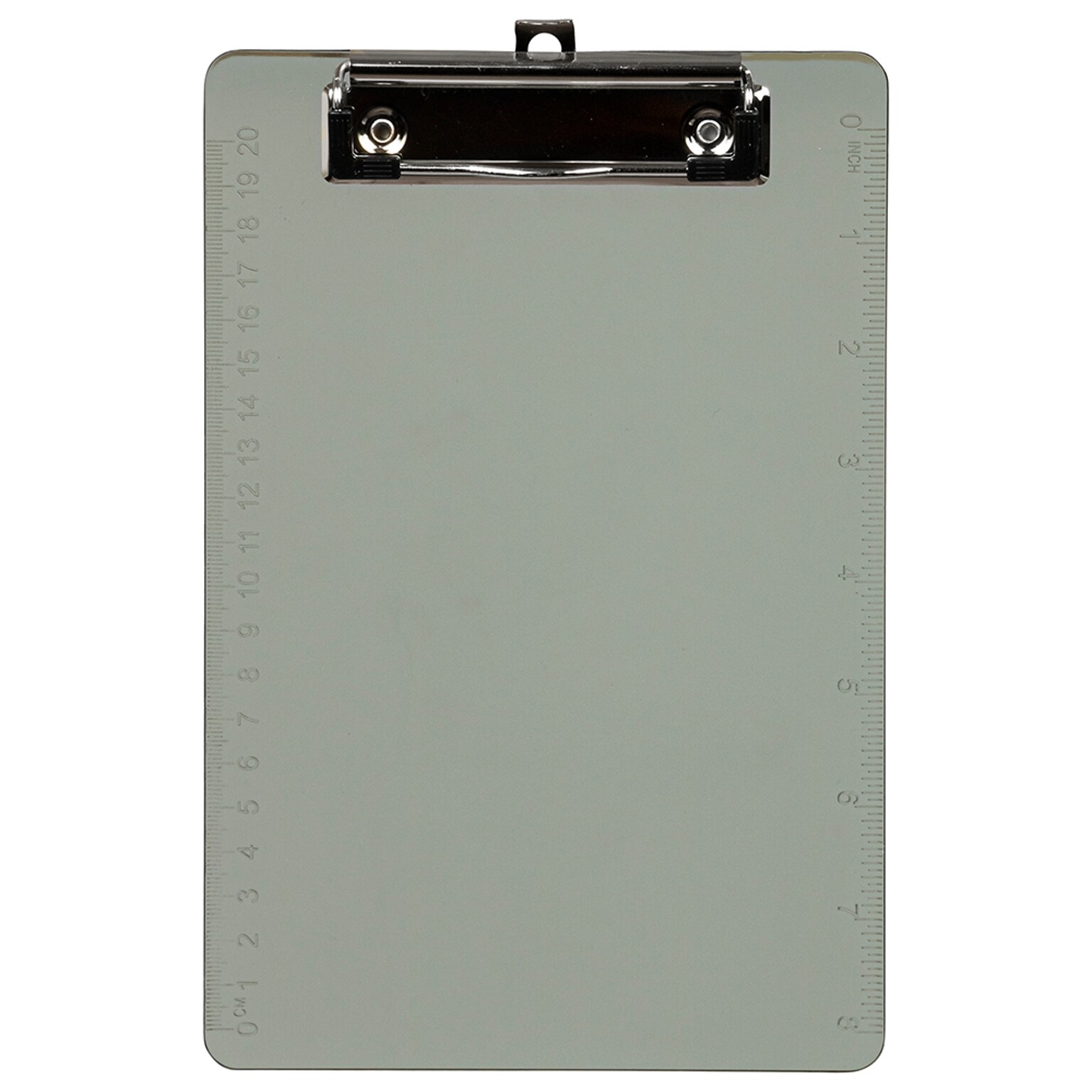 JAM PAPER Plastic Clipboards with Metal Clip, Memo Size, Smoke Grey, 12/Pack (331CPMSMA)