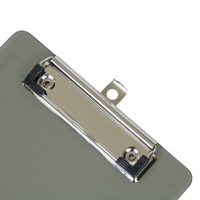 JAM PAPER Plastic Clipboards with Metal Clip, Memo Size, Smoke Grey, 12/Pack (331CPMSMA)