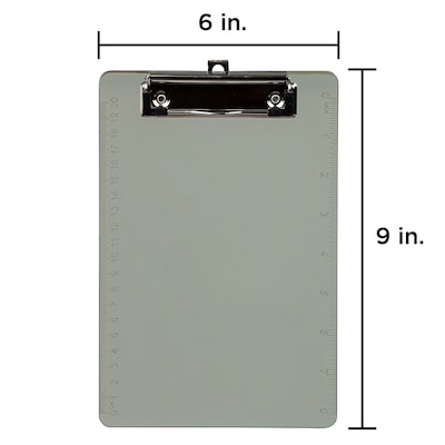 JAM PAPER Plastic Clipboards with Metal Clip, Memo Size, Smoke Grey, 12/Pack (331CPMSMA)