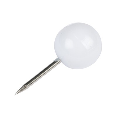 JAM PAPER Round Head Push Pins, White, 100/Pack (346RTWH)