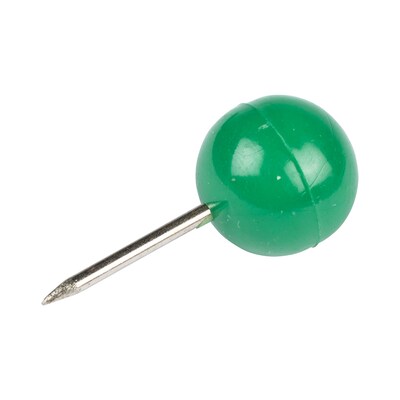 JAM PAPER Round Head Push Pins, Green, 100/Pack (346RTGR)