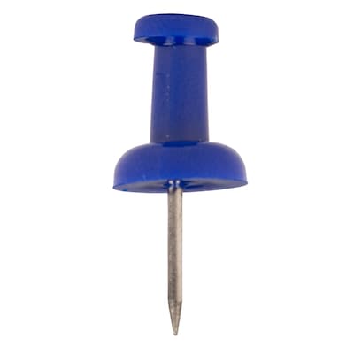 JAM PAPER Colorful Push Pins, Blue, 100/Pack (2242951)