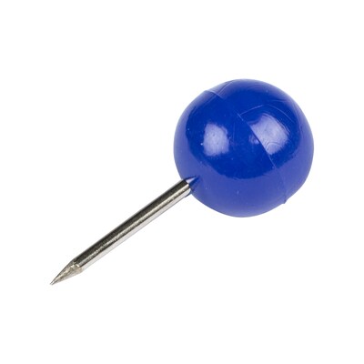 JAM PAPER Round Head Push Pins, Blue, 100/Pack (346RTBU)