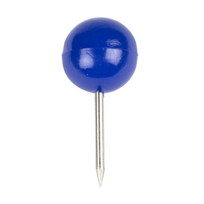 JAM PAPER Round Head Push Pins, Blue, 100/Pack (346RTBU)