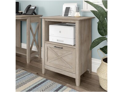 Bush Furniture Key West Small Bathroom Storage Cabinet in Washed Gray