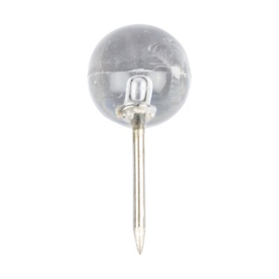 JAM PAPER Round Head Push Pins, Clear, 100/Pack (346RTCL)