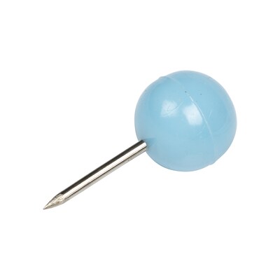 JAM PAPER Round Head Push Pins, Baby Blue, 100/Pack (346RTBABU)