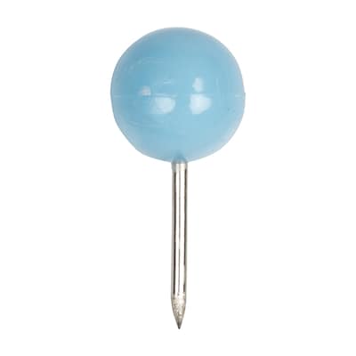 JAM PAPER Round Head Push Pins, Baby Blue, 100/Pack (346RTBABU)