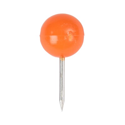 JAM PAPER Round Head Push Pins, Orange, 100/Pack (346RTOR)