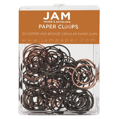 JAM PAPER Circular Paper Clips, Copper/Bronze, 50/Pack (237536743)