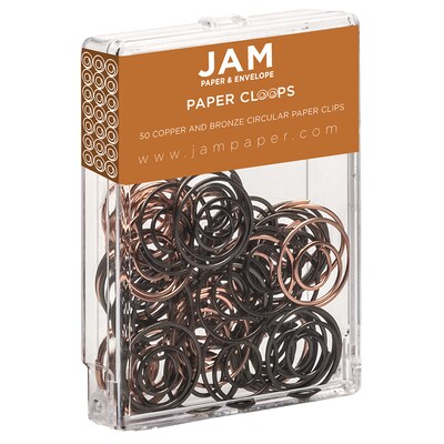 JAM PAPER Circular Paper Clips, Copper/Bronze, 50/Pack (237536743)