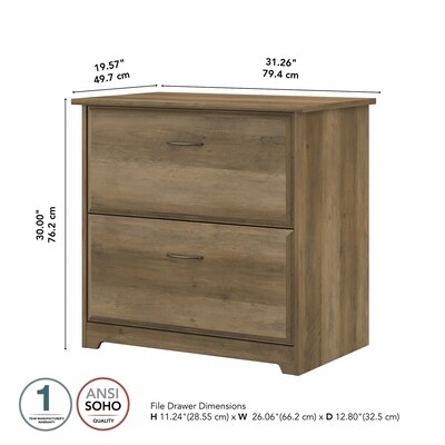 Bush Furniture Cabot 31"W 2-Drawer Lateral File Cabinet, Letter/Legal, Reclaimed Pine, (WC31580)
