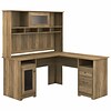Bush Furniture Cabot 60 L-Shaped Desk with Hutch, Reclaimed Pine (CAB001RCP)