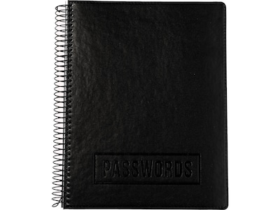 RE-FOCUS THE CREATIVE OFFICE 7.6 x 10 Executive Password Book, Faux Leather Black (10007)