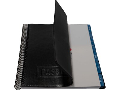 RE-FOCUS THE CREATIVE OFFICE 7.6" x 10" Executive Password Book, Faux Leather Black (10007)