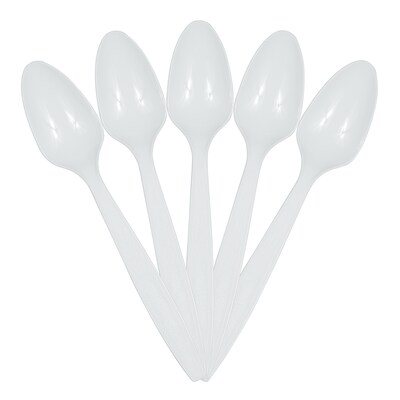 JAM PAPER Big Party Pack of Premium Plastic Spoons, White, 100 Disposable Spoons/Box