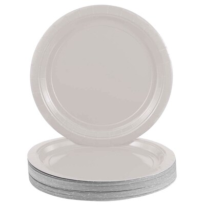 JAM PAPER Round Paper Party Plates, Medium, 9 Inch, White, 50/pack