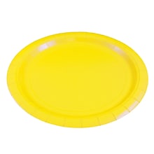 JAM PAPER Round Paper Party Plates, Medium, 9 Inch, Yellow, 50/pack