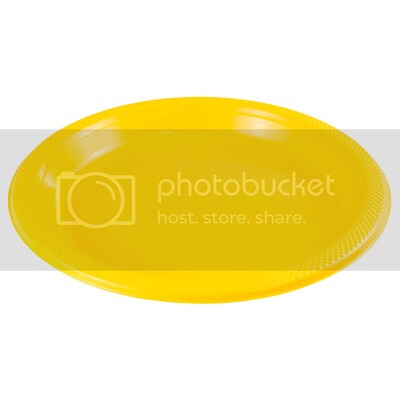 JAM PAPER Round Plastic Party Plates, Large, 10 1/4 inch, Yellow, 20/Pack