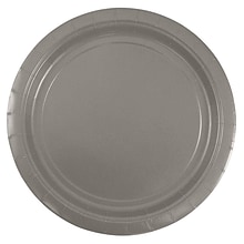 JAM PAPER Round Paper Party Plates, Medium, 9 Inch, Silver, 50/pack