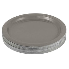 JAM PAPER Round Paper Party Plates, Medium, 9 Inch, Silver, 50/pack