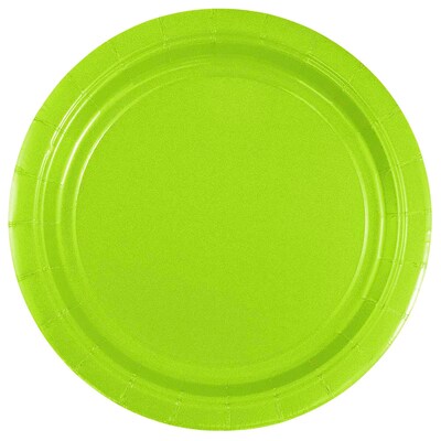 JAM PAPER Round Paper Party Plates, Small, 7 Inch, Lime Green, 50/pack