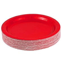 JAM PAPER Round Paper Party Plates, Small, 7 Inch, Red, 50/pack