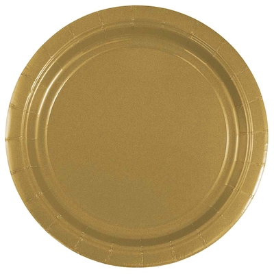 JAM PAPER Round Compostable Paper Plates, 7", Gold,  50/Pack (92557PPGL)