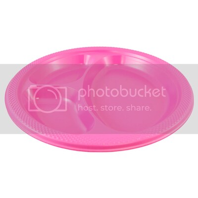 JAM Paper 10 1/4" 3-Compartment Plastic Plates, Fuchsia Hot Pink, 20 Plates/Pack (10255CPFU)