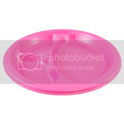 JAM PAPER Plastic 3 Compartment Divided Plates, Large, 10 1/4 inch, Fuchsia Hot Pink, 20/Pack