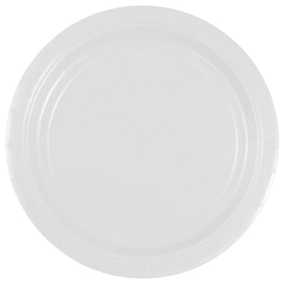 JAM PAPER Round Paper Party Plates, Small, 7 Inch, White, 50/pack